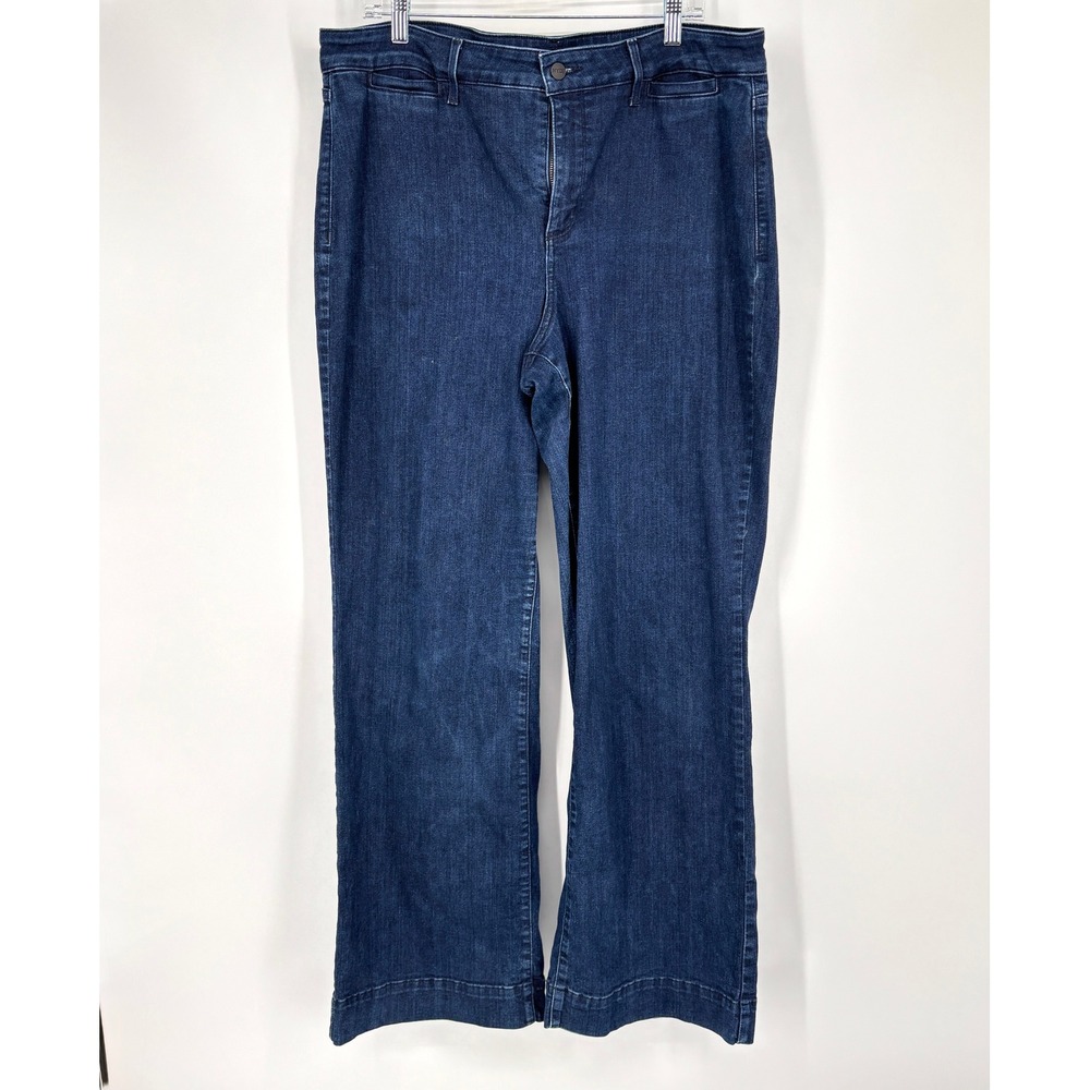 NYDJ Teresa‎ Wide Leg Jeans Dark Wash High Rise Stretch Denim Full Length 16W